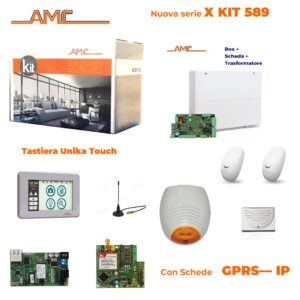 AMC Kit 589 X824V Centrale 8/24 Zone con Tastiera Unika + Modulo GPRS - IP1