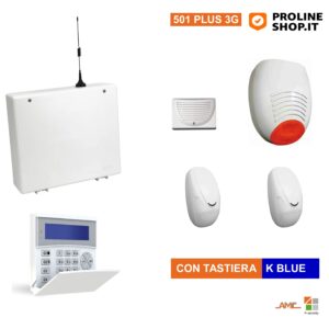 AMC Kit 501 PLUS 3G GSM Centrale 8/24 Zone + K-LCD BLUE,  Sensori e Sirene